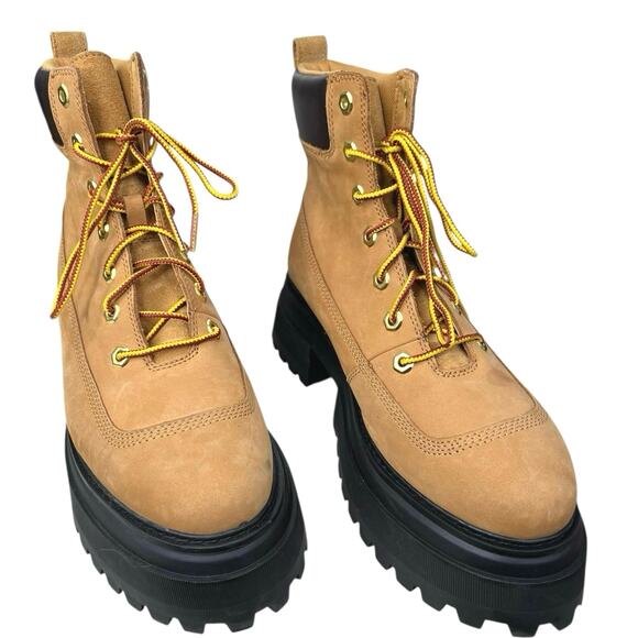 Timberland Women’s Sky Brown Suede Platform Combat Boots Size US 9.5 - Picture 5 of 12